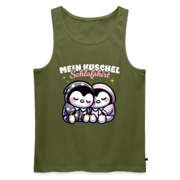 Kuschel-Pinguine – Süßes Schlafshirt - Männer Premium Bio Tank Top - Khaki - Vorne - Michal (187cm)