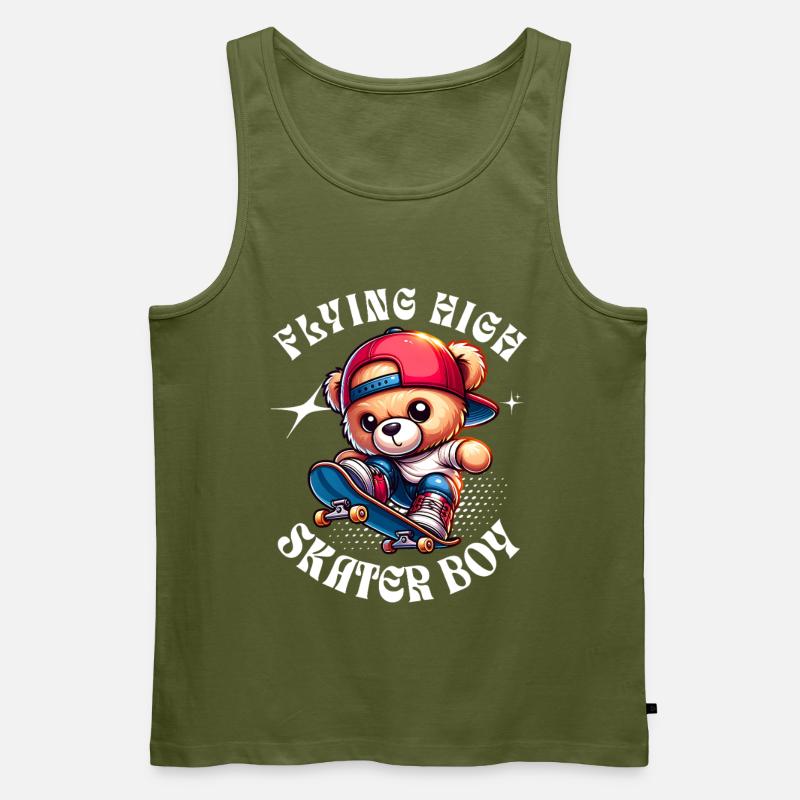 Skater teddy bear on skateboard - Men's Premium Organic Tank Top - khaki