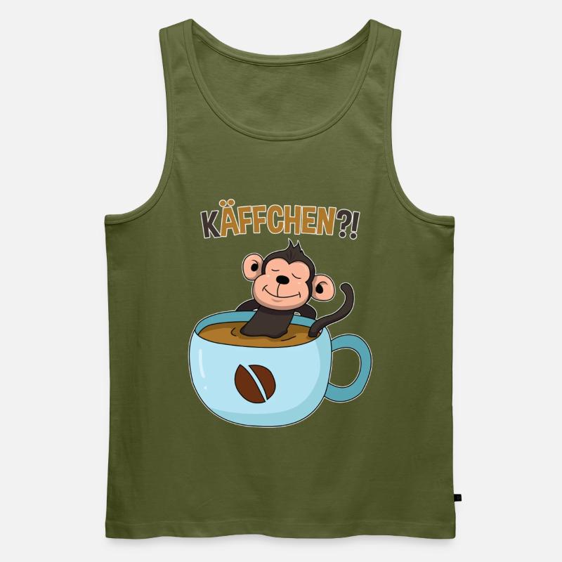 Kaffeepause mit Affe - Männer Premium Bio Tank Top - Khaki