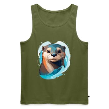 Otter in modern cartoon style - Men's Premium Organic Tank Top - khaki - Front - Michal (187cm)