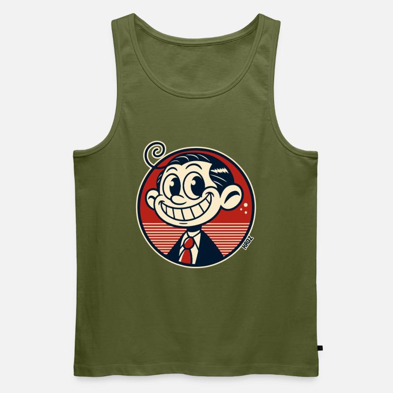 Lustiger kleineer Retro Comic Mann - Männer Premium Bio Tank Top - Khaki