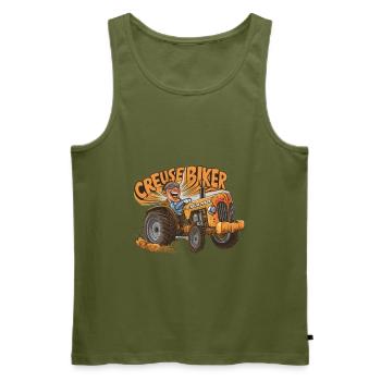 Biker Creuse Biker Farmer Passion Countryside - Männer Premium Bio Tank Top - Khaki - Vorne - Michal (187cm)