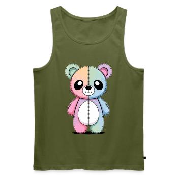 Kawaii Pastel Goth Geflickter Bär - Männer Premium Bio Tank Top - Khaki - Vorne - Michal (187cm)