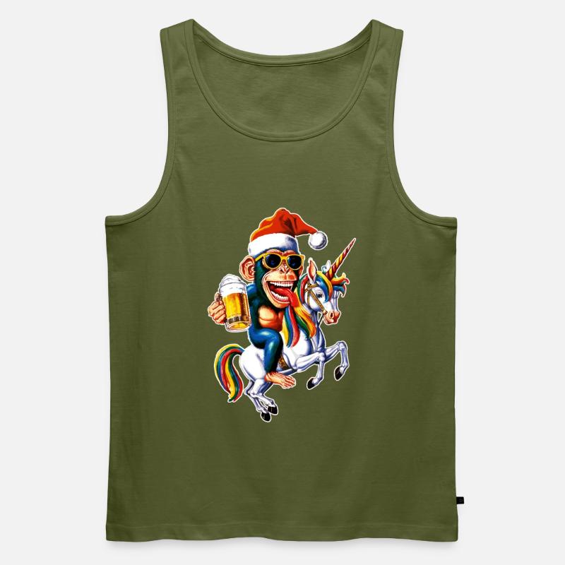 Affe Weihnachten Einhorn - Männer Premium Bio Tank Top - Khaki