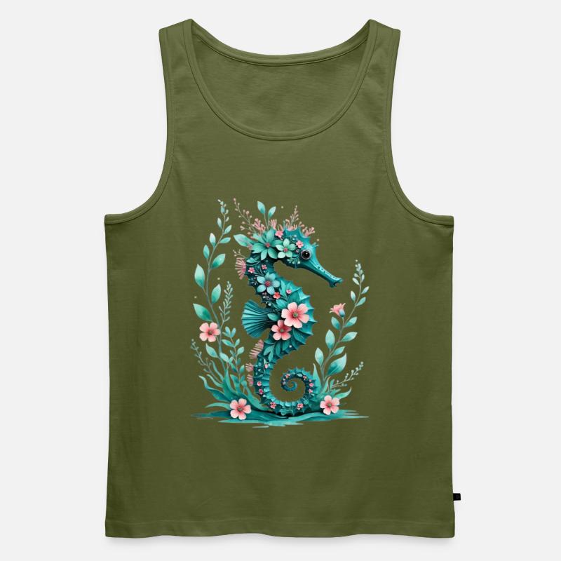 FloraSeepferdchen Blütenkunst - Männer Premium Bio Tank Top - Khaki