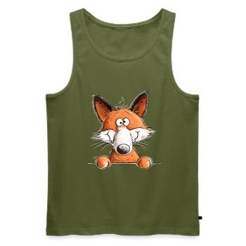 Lustiger Fuchs Cartoon Waldtier Tiermotiv - Männer Premium Bio Tank Top - Khaki - Vorne - Michal (187cm)