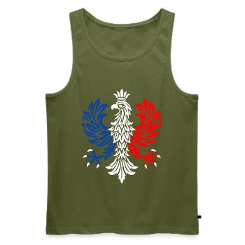 Tricolor Eagle Emblem - Men's Premium Organic Tank Top - khaki - Front - Michal (187cm)