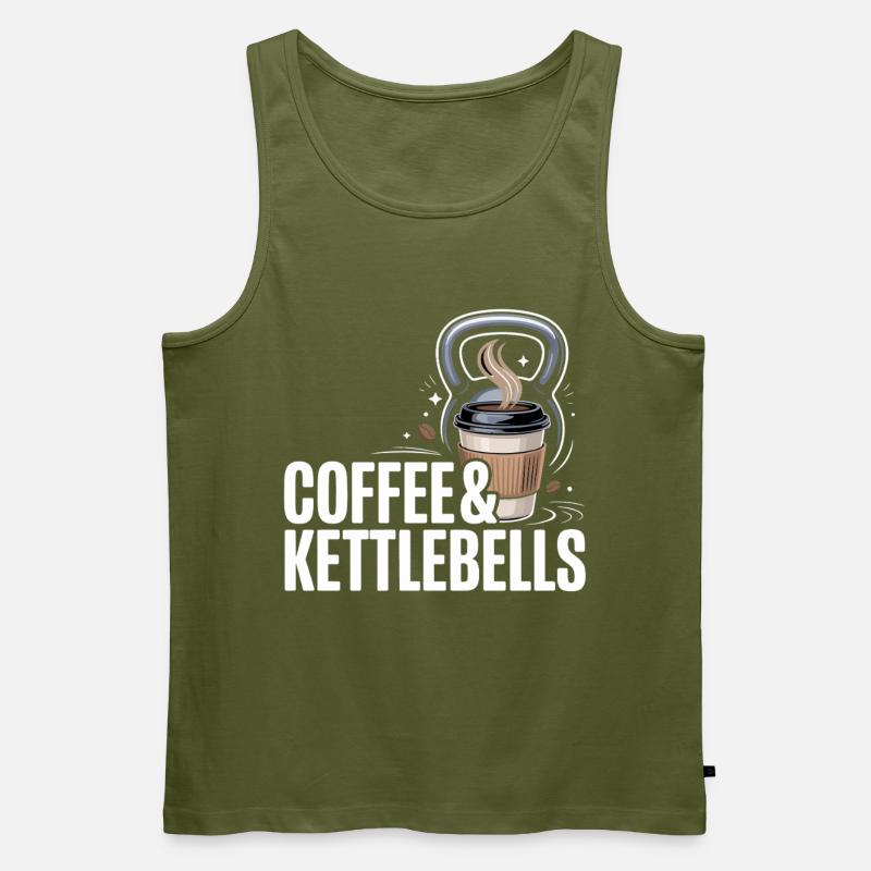 Kaffee & Kettlebells Duo - Männer Premium Bio Tank Top - Khaki