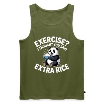 Blague sur le panda au riz - Débardeur bio Premium Homme - kaki - Devant - Michal (187cm)