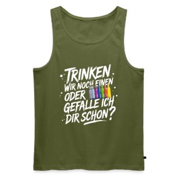 Trinken wir noch einen oder Gefalle ich dir schon - Männer Premium Bio Tank Top - Khaki - Vorne - Michal (187cm)