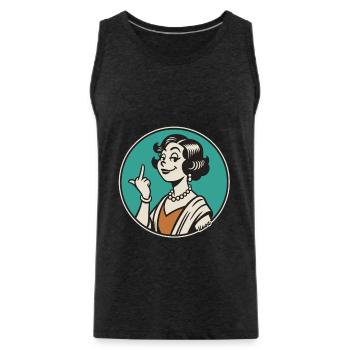 Retro Sass: Vintage Pinup Middle Finger - Men's Premium Organic Tank Top - charcoal grey - Front - Alexander (188cm)