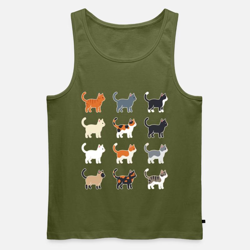 Katzen Illustration Raster - Männer Premium Bio Tank Top - Khaki