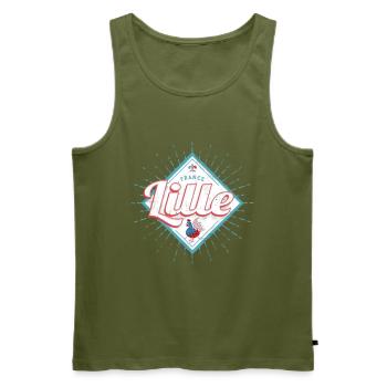Lille Hauts-de-France Frankreich mit Hahn Souvenir - Männer Premium Bio Tank Top - Khaki - Vorne - Michal (187cm)