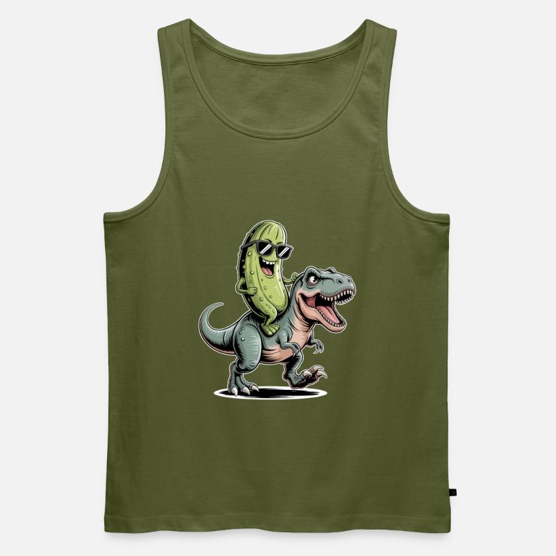 Saure Gurke reitet auf Dinosaurier - Männer Premium Bio Tank Top - Khaki