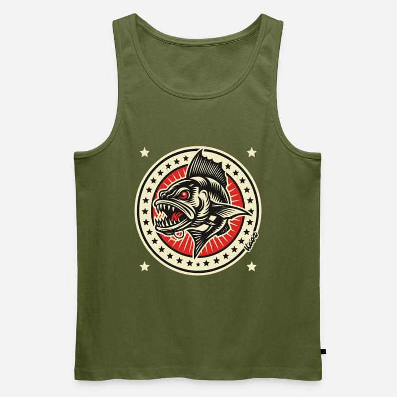 Barracuda-Abzeichen - Männer Premium Bio Tank Top - Khaki