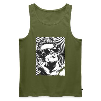 Retro Hero in Sunglasses - Men's Premium Organic Tank Top - khaki - Front - Michal (187cm)