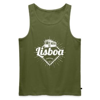 Lissabon Portugal mit Retro Tram Vintage Souvenir - Männer Premium Bio Tank Top - Khaki - Vorne - Michal (187cm)
