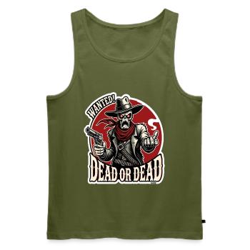 Dead or Dead Skull Western - Men's Premium Organic Tank Top - khaki - Front - Michal (187cm)