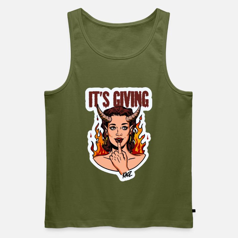 Devilish Diva Flame - Men's Premium Organic Tank Top - khaki
