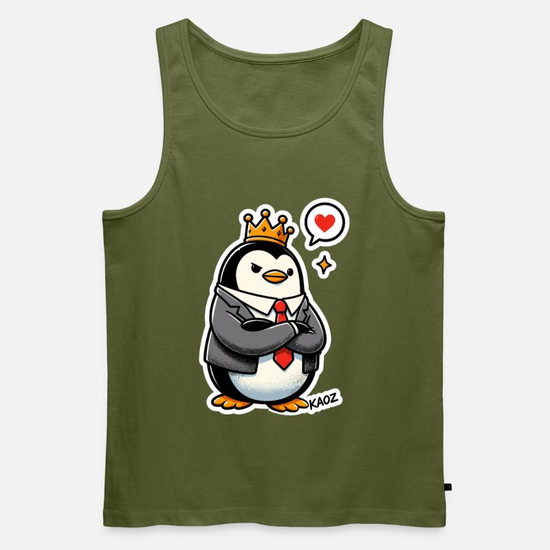 Gekrönter Pinguin - Männer Premium Bio Tank Top - Khaki