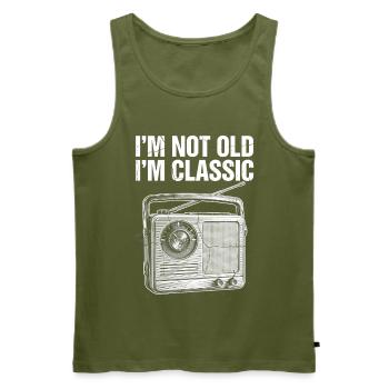 Nicht alt, ich bin Klassiker: Vintage Radio - Männer Premium Bio Tank Top - Khaki - Vorne - Michal (187cm)