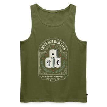 Dot Bam Club Emblem - Männer Premium Bio Tank Top - Khaki - Vorne - Michal (187cm)