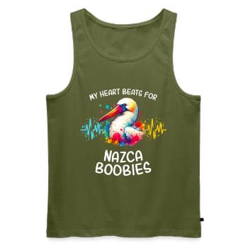 Ligne du cœur Nazca Booby - Débardeur bio Premium Homme - kaki - Devant - Michal (187cm)