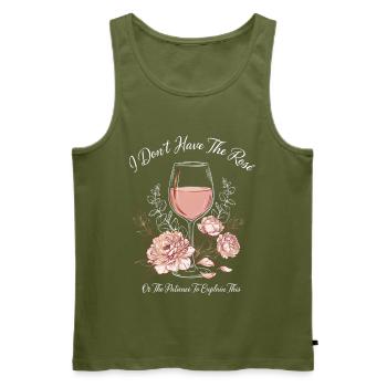Wine Glass Floral Tease - Men's Premium Organic Tank Top - khaki - Front - Michal (187cm)