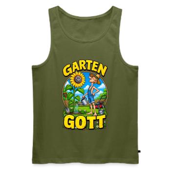 Garten Gott – Funny Gardener Gardening - Männer Premium Bio Tank Top - Khaki - Vorne - Michal (187cm)