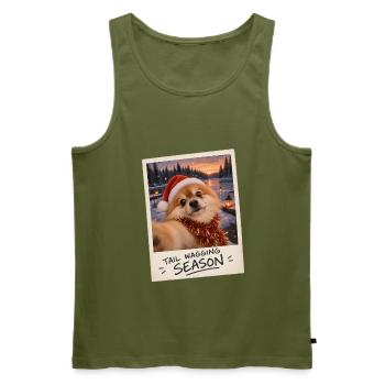 Tail Wagging Season Zwergspitz Selfie - Männer Premium Bio Tank Top - Khaki - Vorne - Michal (187cm)