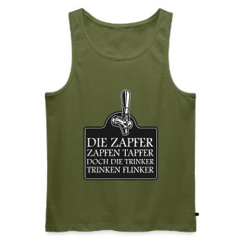 Zapfer Schild: Tapfer Trinken Flink - Männer Premium Bio Tank Top - Khaki - Vorne - Michal (187cm)