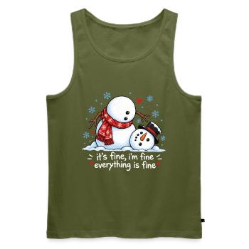 Lustiger Schneemann Frohe Weihnachten Winter-Schnee - Männer Premium Bio Tank Top - Khaki - Vorne - Michal (187cm)