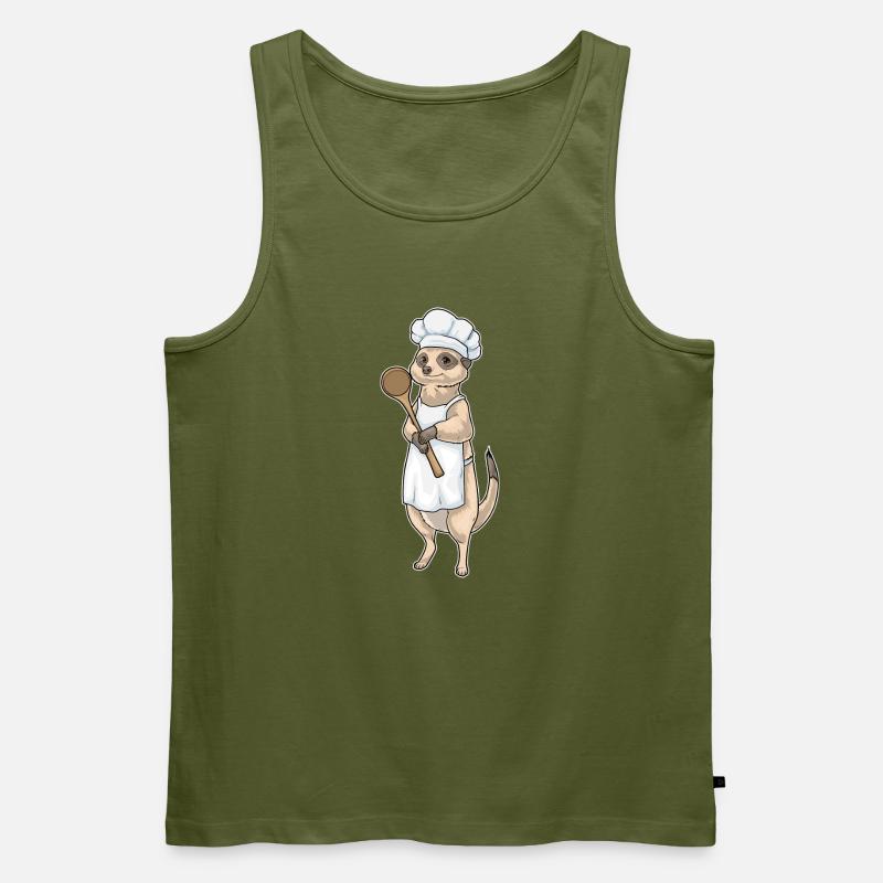 Erdmännchen Koch Kochlöffel Kochen - Männer Premium Bio Tank Top - Khaki