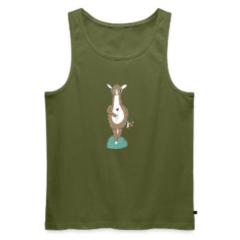 Llama with flowers - Men's Premium Organic Tank Top - khaki - Front - Michal (187cm)