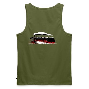 STEAM LOKOMOTIVE DB DEUTSCHLAND - Männer Premium Bio Tank Top - Khaki - Hinten - Michal (187cm)