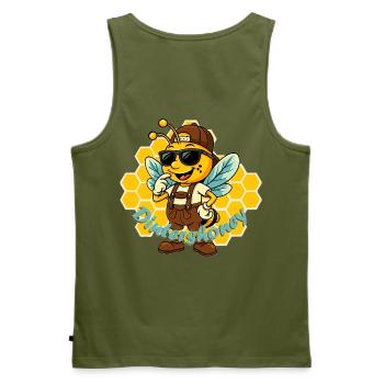Dintershoney - Männer Premium Bio Tank Top - Khaki - Hinten - Michal (187cm)