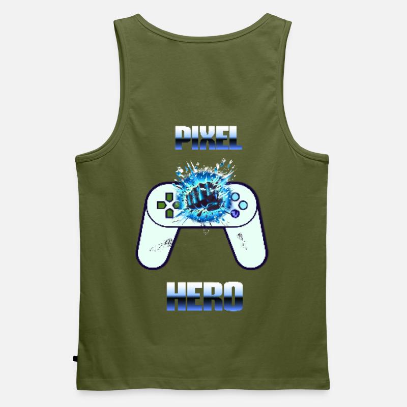 Pixel Hero - Retro Gaming Controller - Männer Premium Bio Tank Top - Khaki