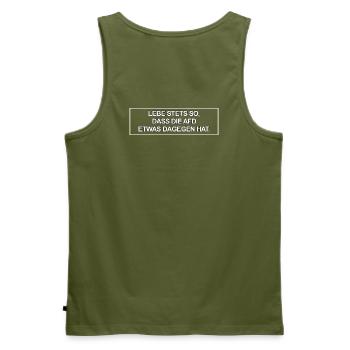 Lebe stets so, dass die AfD etwas dagegen hat. - Männer Premium Bio Tank Top - Khaki - Hinten - Michal (187cm)