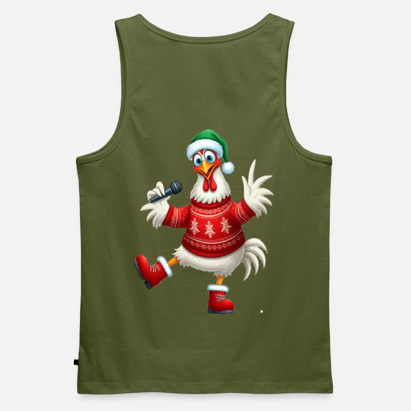 Urlaub Singende Henne Pullover - Männer Premium Bio Tank Top - Khaki