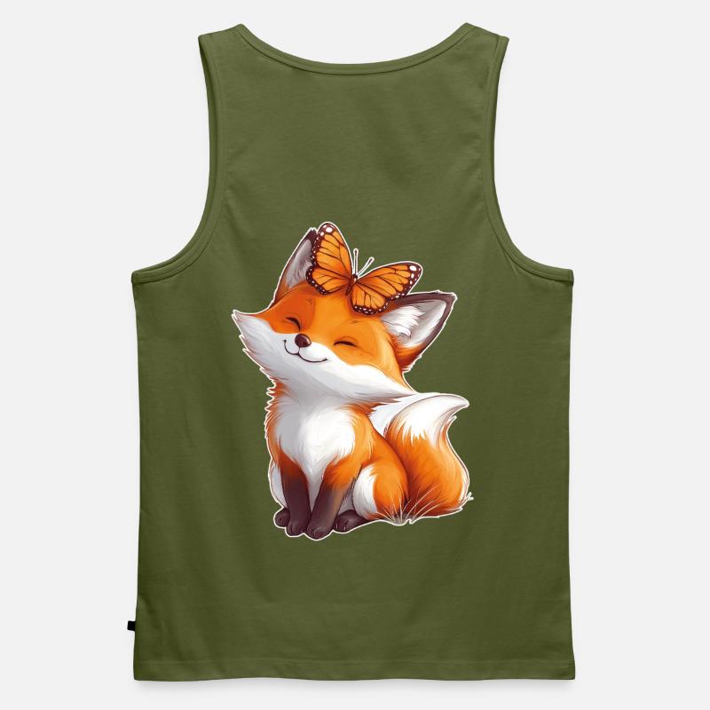 Fuchs mit Schmetterling - Männer Premium Bio Tank Top - Khaki