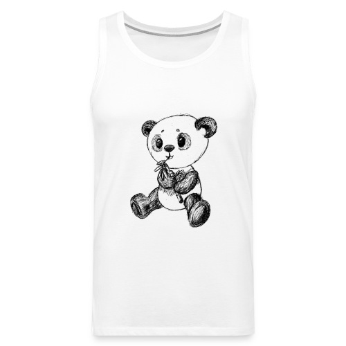 Panda Karhu musta scribblesirii - Miesten premium hihaton paita
