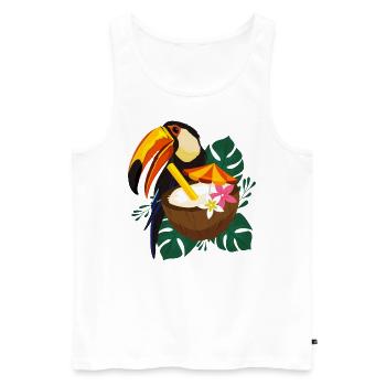 Toucan Sommer mit Sonne - Männer Premium Bio Tank Top - Weiß - Vorne - AI Model Male 178 light (178cm)
