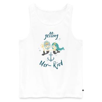 Mer-Ried - Married - Junggesellenabschied - Männer Premium Bio Tank Top - Weiß - Vorne - AI Model Male 178 light (178cm)