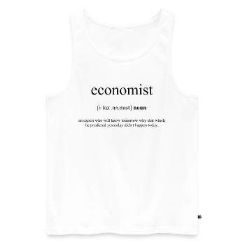 Economist (Ökonom) Definition Dictionary - Men's Premium Organic Tank Top - white - Front - AI Model Male 178 light (178cm)