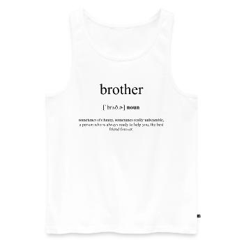 Dictionnaire de définition de frère (Bruder) - Débardeur bio Premium Homme - blanc - Devant - AI Model Male 178 light (178cm)