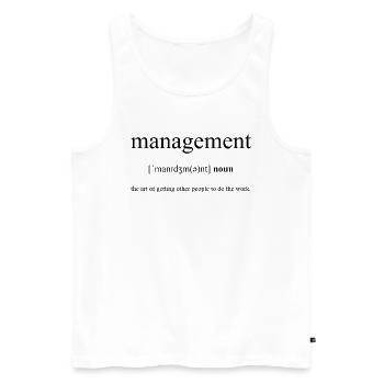 Gestion (Geschäftsführung) Définition - Débardeur bio Premium Homme - blanc - Devant - AI Model Male 178 light (178cm)