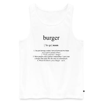 Burger (Hamburger) Dictionnaire de définition - Débardeur bio Premium Homme - blanc - Devant - Michal (187cm)