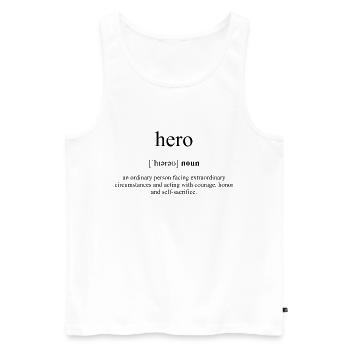Hero (Hero) Definition Dictionary - Männer Premium Bio Tank Top - Weiß - Vorne - Michal (187cm)