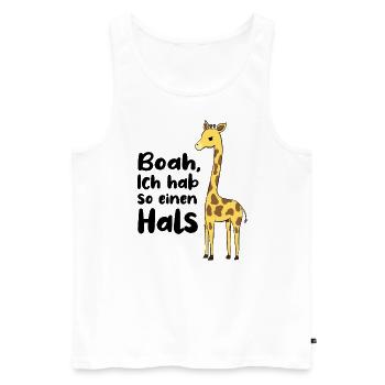 Lustige Giraffe, Boah ich hab so einen Hals Dunkel - Männer Premium Bio Tank Top - Weiß - Vorne - Michal (187cm)