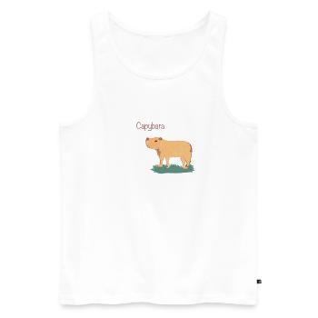 Capybara - Männer Premium Bio Tank Top - Weiß - Vorne - AI Model Male 178 light (178cm)